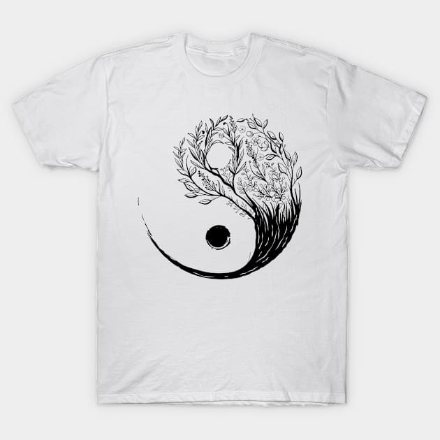 Cottagecore Aesthetic Ying Yang Tai Chi Goblincore T-Shirt by Alex21